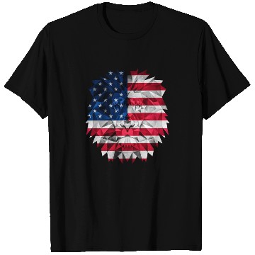 Discover Geometric Lion Polygon Style with American Flag T Shirts