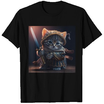 Discover Cat as a warrior holding a sword T Shirts