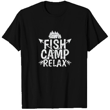 Discover Fish Camp relax Vacation Mountains Campfire T Shirts