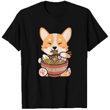 Discover Cute Shiba Inu Noodle Bowl Design T Shirts