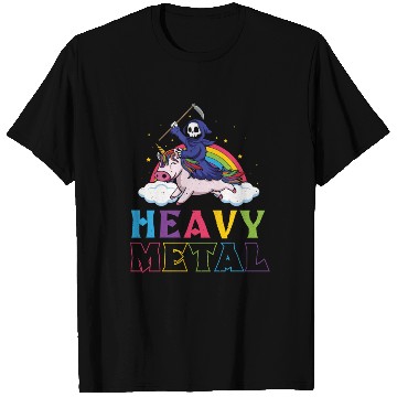 Discover Metal Heavy Music Unicorn Skeleton Grim Rock Heavy T Shirts