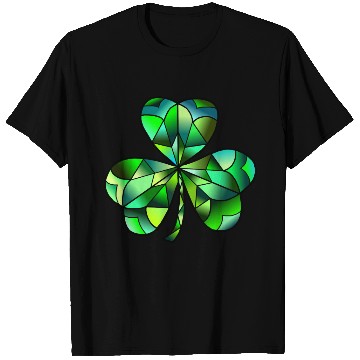 Discover Green Gradation Stained Glass Irish Clover T Shirts
