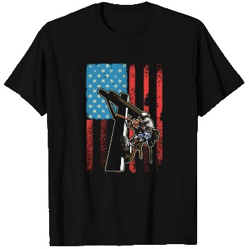 Discover US Flag Lineworker Patriotic Lineman T Shirts