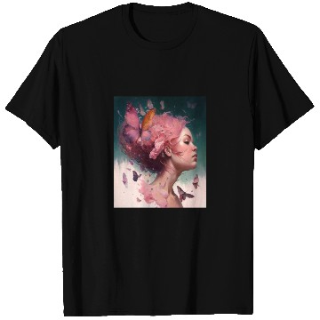 Discover Breast Cancer Survivor Pink Flower Hair Girl T Shirts