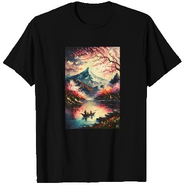 Discover Serenity of the Cherry Blossom River T Shirts