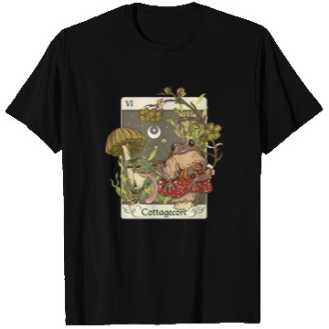 Discover Swamp Mushroom Frog Cottagecore Tarot Card Aesthet T Shirts