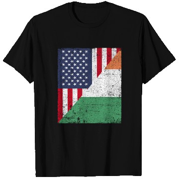 Discover Half USA Flag Half Irland Flag T Shirts