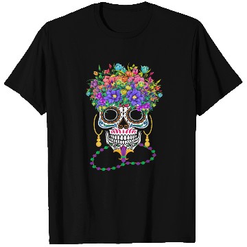 Discover Mardi Gras Costume Dia De Los Muertos Flower Sugar T Shirts