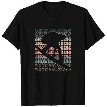 Discover Snowboarding Retro text T Shirts