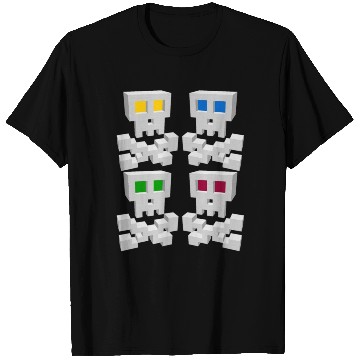 Discover 8-bit Pixel Pop Art Style Pirate Flag Skulls T Shirts