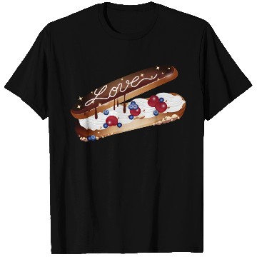 Discover Illustration of an eclair with cream and love T Shirts