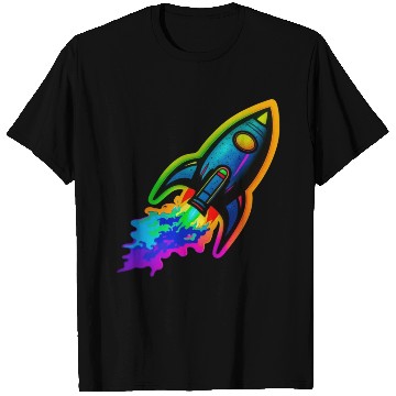 Discover Psychedelic Retro Neon Rocket T Shirts