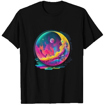 Discover Neon Abstract Watercolor Moon T Shirts