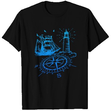 Discover Maritim lighthouse compass sailing ship north T Shirts
