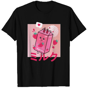 Discover Strawberry Milk Shake Funny Retro 90s Japanese T Shirts