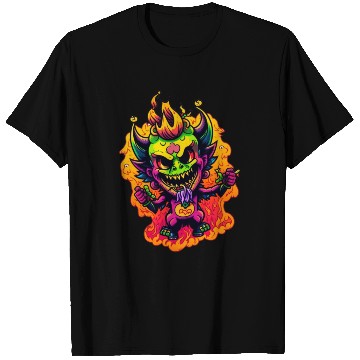 Discover 90's Style Neon Cartoon Crazy Devil 2 T Shirts