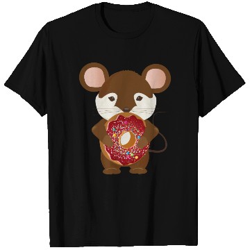 Discover cute brown mouse with delicious donut T Shirts