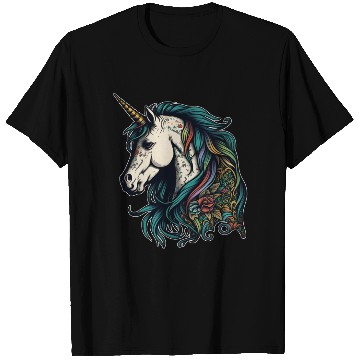 Discover Unicorn elf mythical creature tattoo drawing horse T Shirts