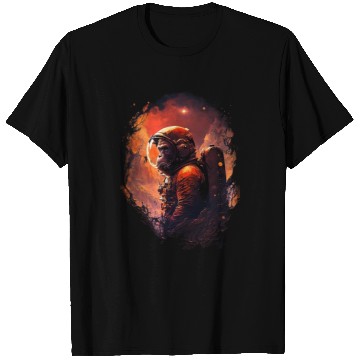 Discover Monkey Astronaut Chimpanzee Space Surreal Moon T Shirts