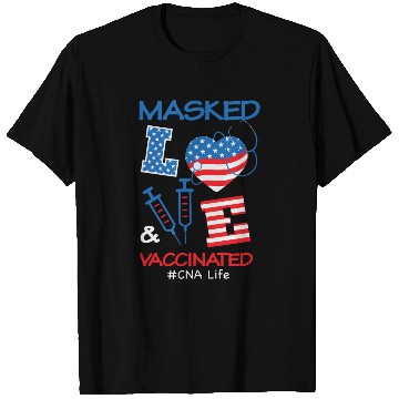 Discover Masked LOVE Vaccinated USA Flag 4th of July Gifts T Shirts