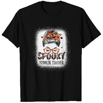 Discover Messy Bun Spooky Toddler Teacher Bleached T Shirts