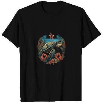Discover Turtle Hawaiian Sea Turtles Hibiscus Flower T Shirts