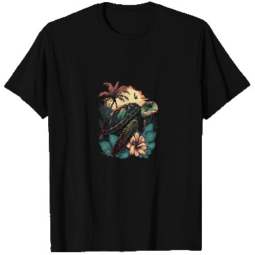 Discover Turtle Hawaiian Sea Turtles Hibiscus Flower T Shirts