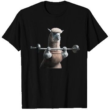Discover Lama in the gym - lifting weights T Shirts