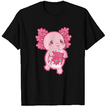 Discover Kawaii Axolotl Strawberry Milk Teen Girl Kids Japa T Shirts