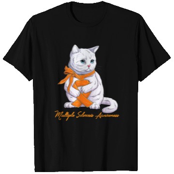 Discover Multiple Sclerosis MS Awareness Cute Cat Wear Oran T Shirts
