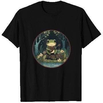 Discover Kawaii Frog Guitar Cottagecore Aesthetic T Shirts