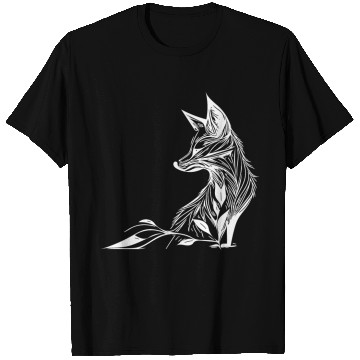 Discover Elegant Fox Portrait In Tattoo Lines Ink T Shirts