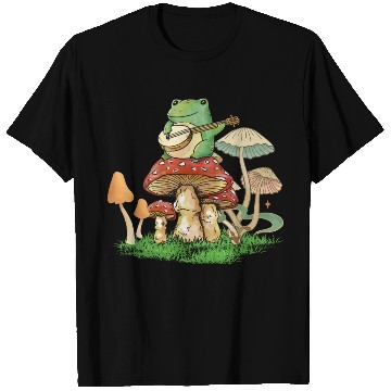 Discover Frog Playing Instrument On Mushroom T Shirts