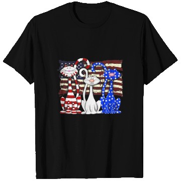Discover 3 Cats Kitten American Flag Cat Lover T Shirts