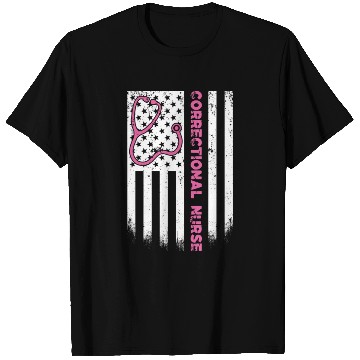 Discover Correctional Nurse American flag US Stethoscope RN T Shirts