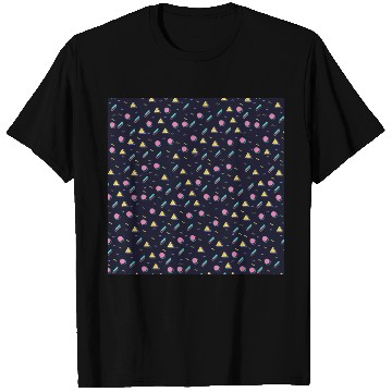 Discover 90s Navy + CMYK Bus Seat Retro Geometric Pattern T Shirts