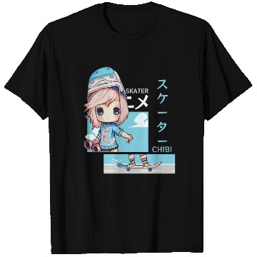 Discover Kawaii Chibi Skater Skateboard Japanese Aesthetic T Shirts