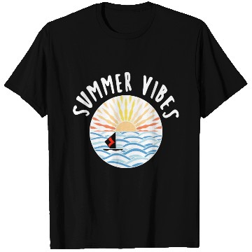 Discover illustration sun sea boat summer vibes T Shirts
