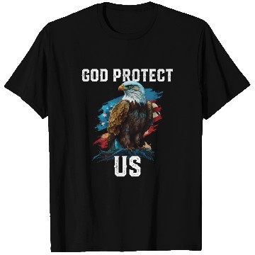 Discover God Protect US American Bald Eagle Christian 4th T Shirts