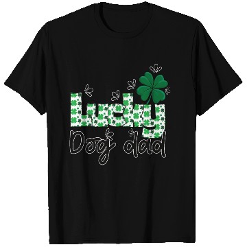Discover Lucky dog dad St. Patrick`s letters with shamrock T Shirts