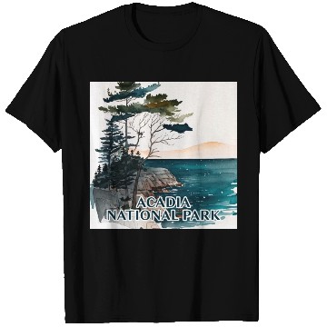 Discover Acadia National Park Watercolor T Shirts
