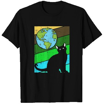 Discover Black Cat Earth Day Retro Kitten Lover Environment T Shirts