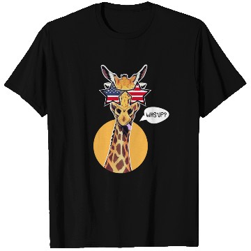 Discover Funny What's Up Giraffe US Flag Sunglasses USA T Shirts