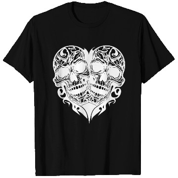 Discover Two Skulls Heart T Tattoo Style T Shirts