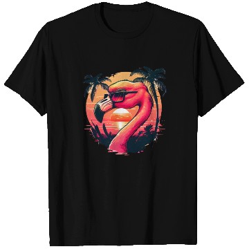 Discover Retro Sunset Pink Flamingo Summer Design Flamingo T Shirts