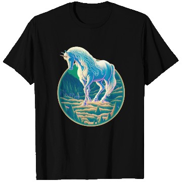 Discover Unicorn in Mountain Landscape T Shirts