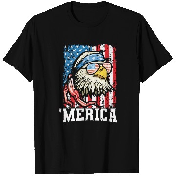 Discover 4th of July Bald Eagle USA Flag Patriotic Merica T Shirts
