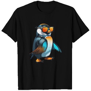 Discover Cool Winter Penguin with orange sunglasses T Shirts
