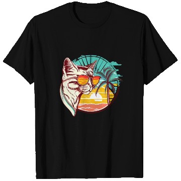 Discover Retro Cat Vintage Sunset 80s 90s Sunglasses Party T Shirts