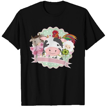 Discover happy farm animals together in the countryside T Shirts